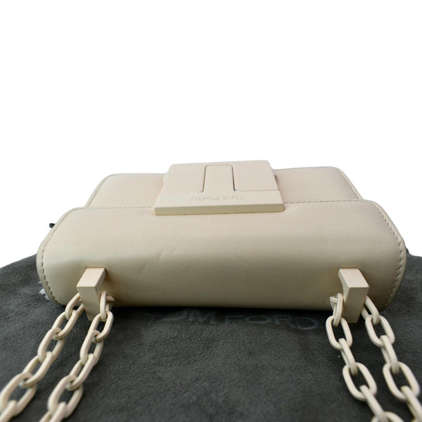 TOM FORD T Clasp Small Leather Shoulder Bag Beige-DDH