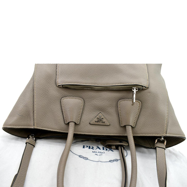 Prada Leather Tote Shoulder Bag in Grey Color - Top