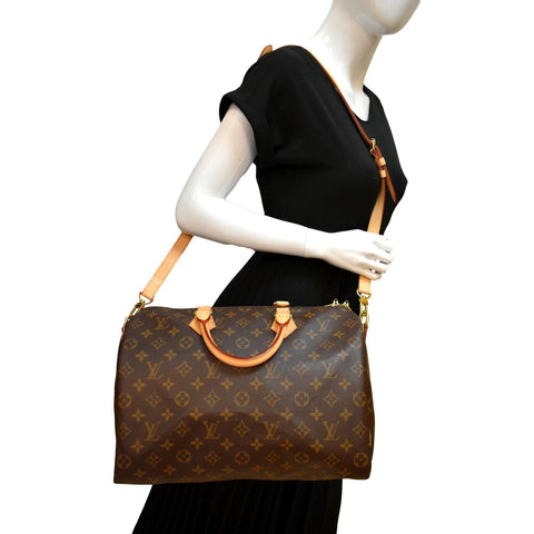 LOUIS VUITTON Speedy 35 Bandouliere Monogram Canvas Shoulder Bag Brown