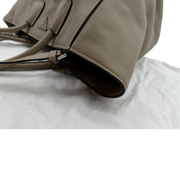 Prada Leather Tote Shoulder Bag in Grey Color - Top Left