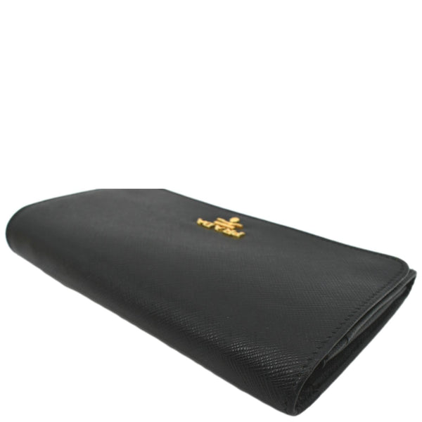 PRADA Continental Flap Saffiano Leather Long Wallet Black