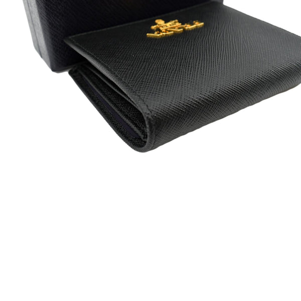 Prada Small Saffiano Leather Wallet Black - Top Left