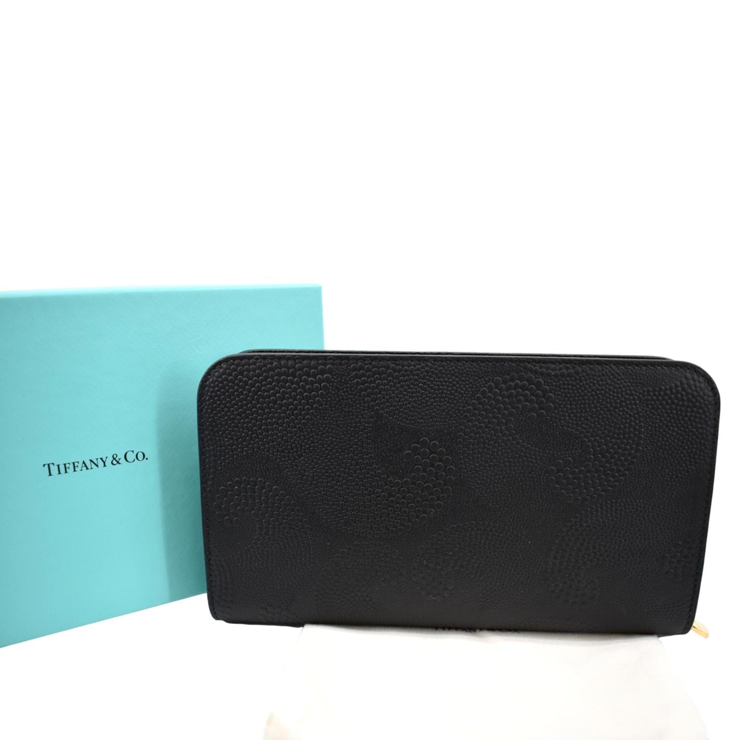 【新品同様】ティファニー　折り財布　ウェーブ　WAVE Tiffany & Co Wave Leather Wallet Black