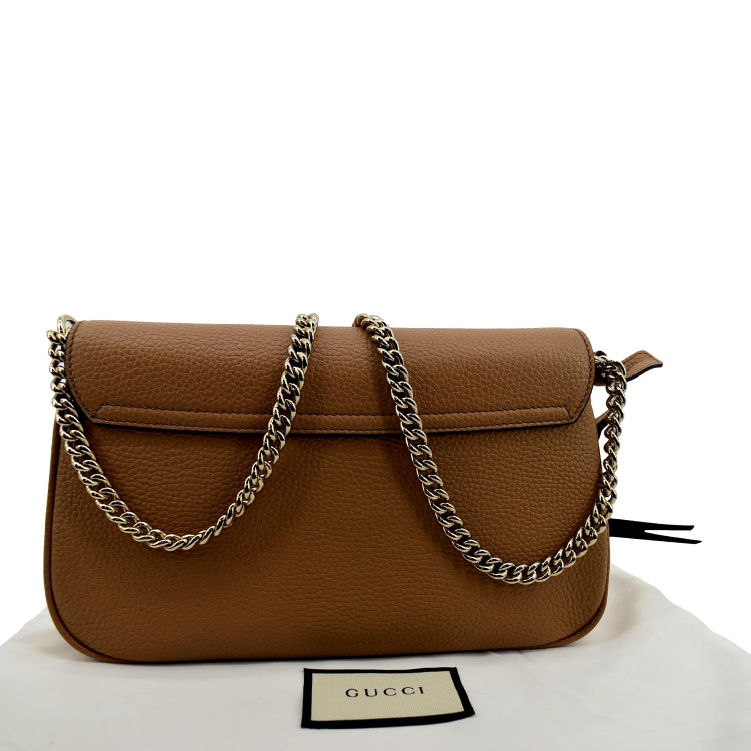 Gucci Soho Chain Flap Leather Crossbody Bag in Brown