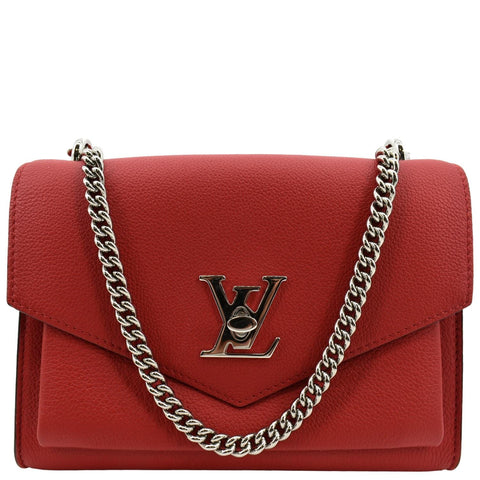 LOUIS VUITTON My Lockme Chain Leather Shoulder Bag Red