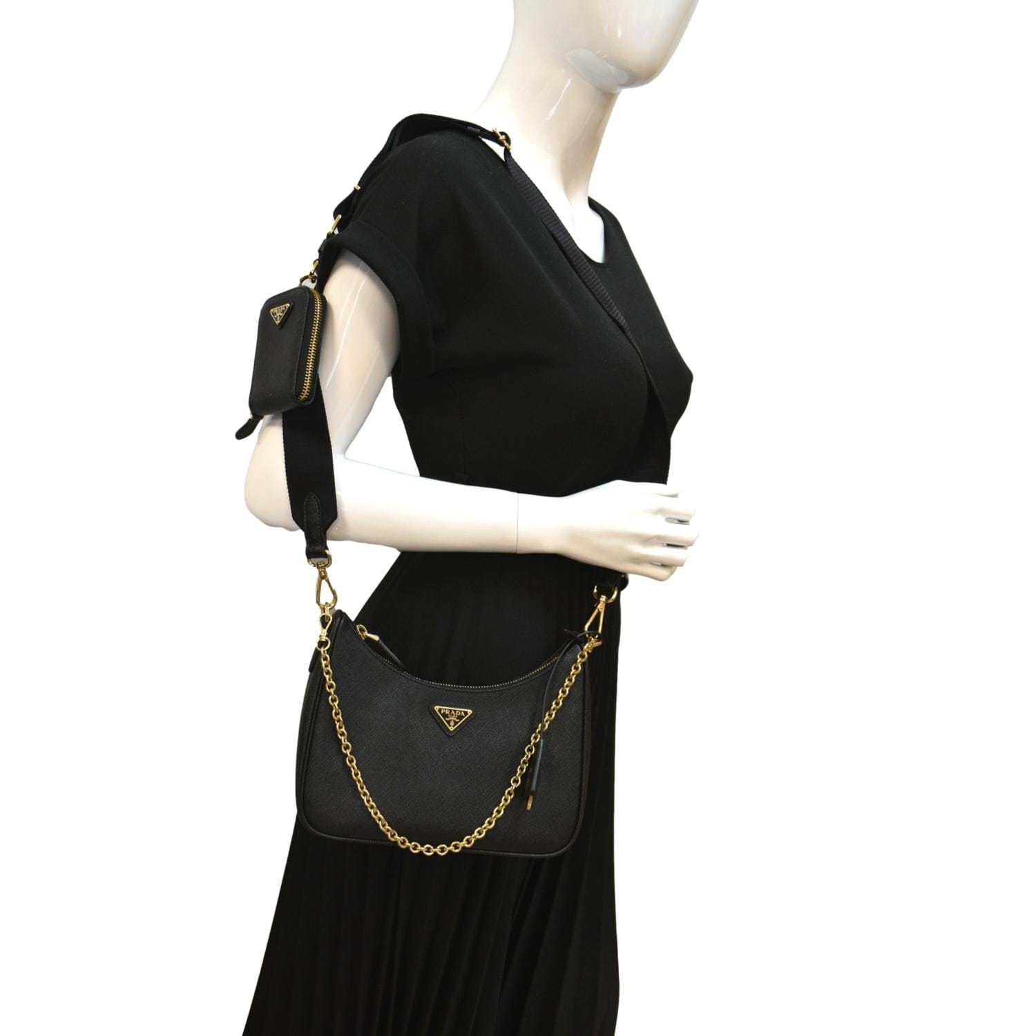 Prada Black Saffiano Leather Re-Edition 2005 Shoulder Bag
