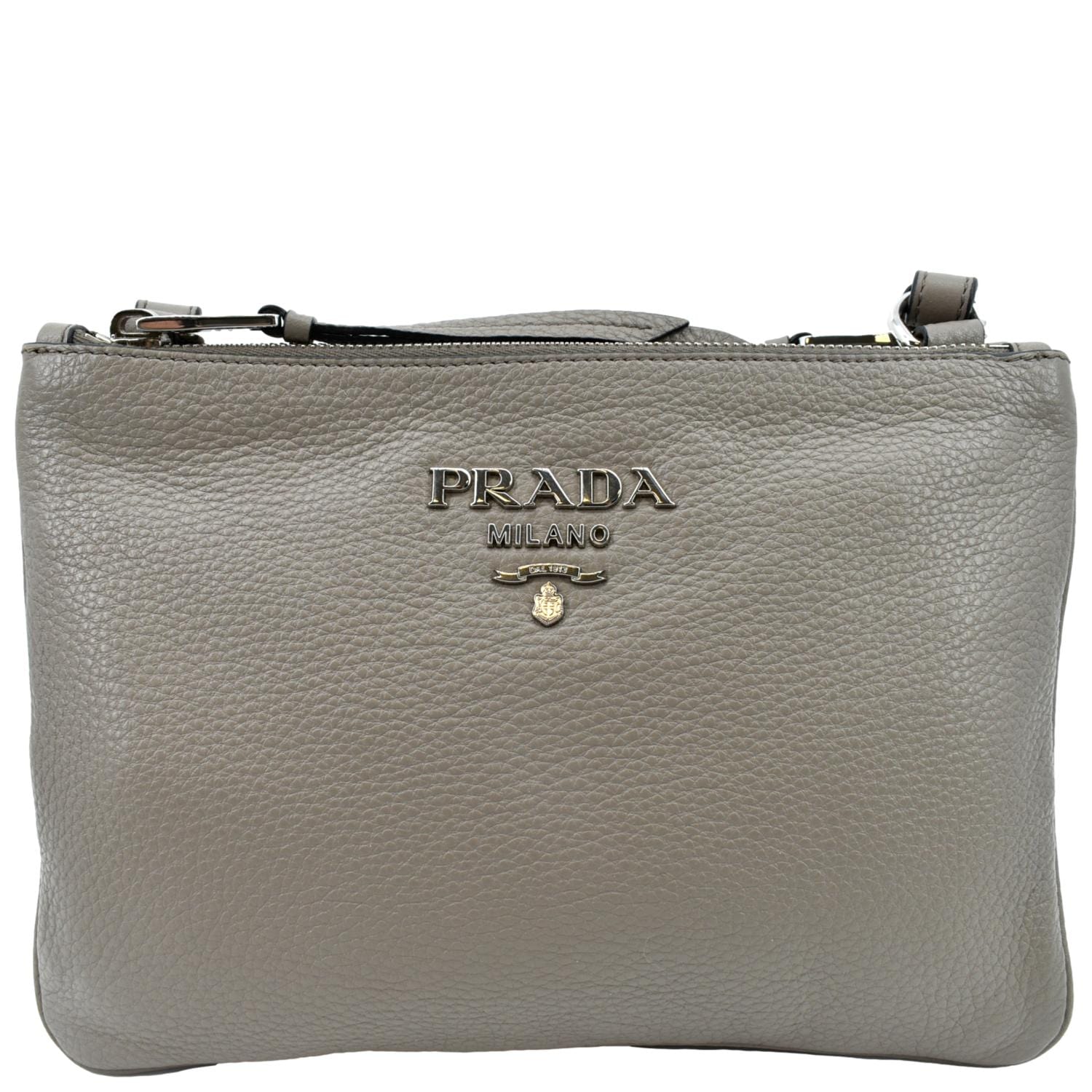 Prada Vitello Phenix Leather Crossbody Bag Beige - Front