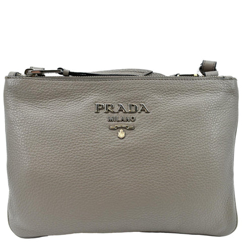 PRADA Vitello Phenix Leather Crossbody Bag Beige