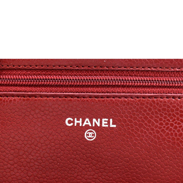 CHANEL CC WOC Caviar Leather Wallet On Chain Crossbody Bag Red