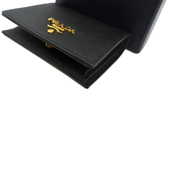 Prada Small Saffiano Leather Wallet Black -Bottom Right