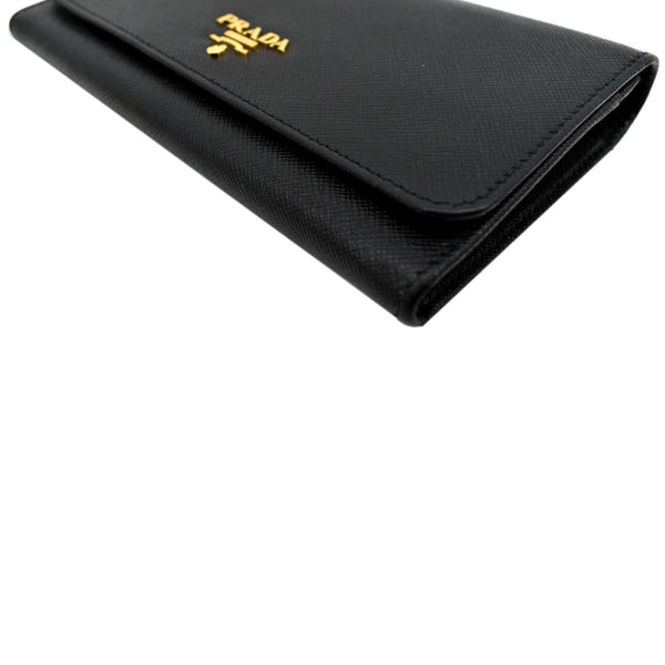 PRADA Continental Flap Saffiano Leather Long Wallet Black