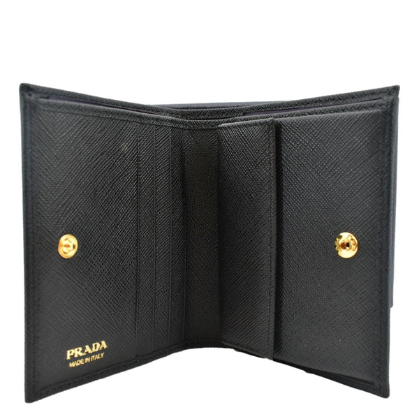 Prada Small Saffiano Leather Wallet Black - Sections