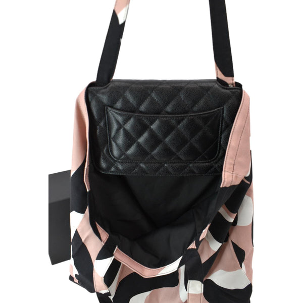 CHANEL Women 2Way Foldable Leather Satchel Crossbody Bag Black