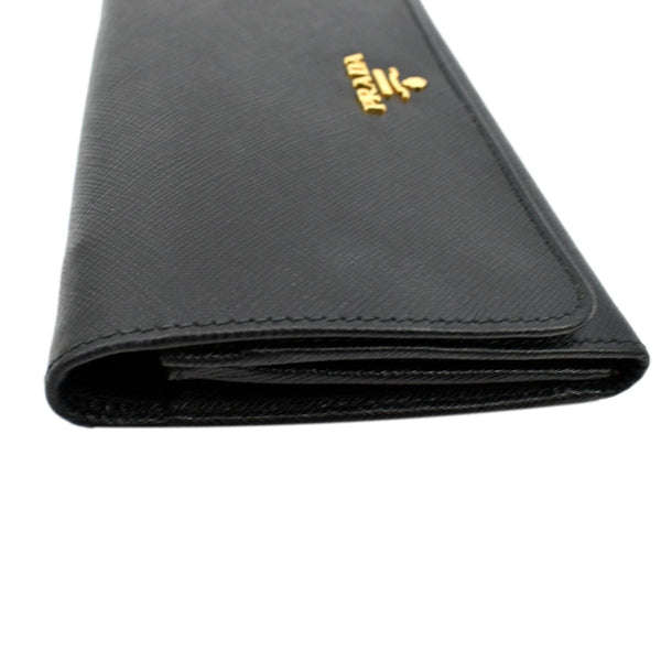 PRADA Continental Flap Saffiano Leather Long Wallet Black