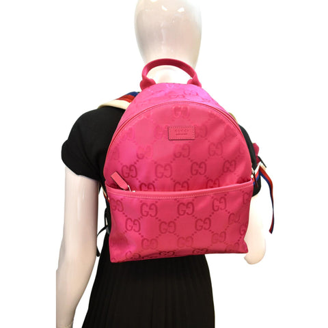 Gucci Children's GG Coated Canvas Backpack Pink Color - Full View