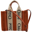 Chloe Woody Logo Small Suede Tote Shoulder Bag Orange - Front