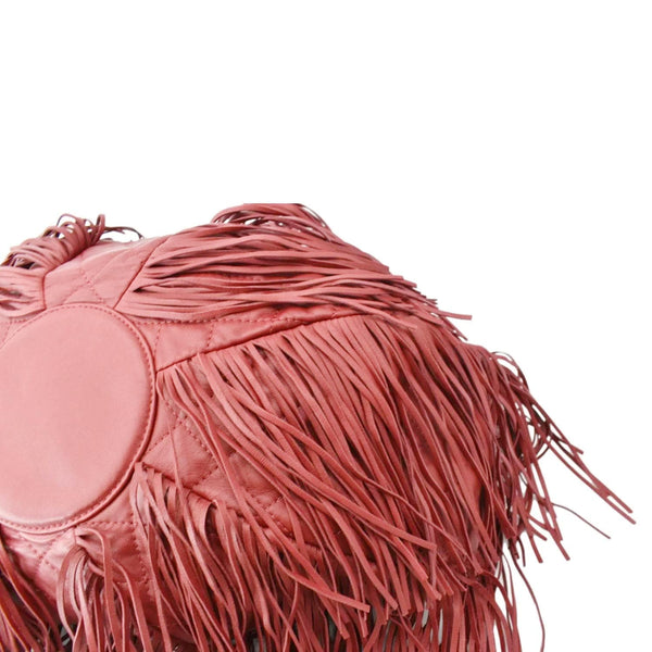 CHANEL Paris Dallas Drawstring Fringe Leather Shoulder Bag Red