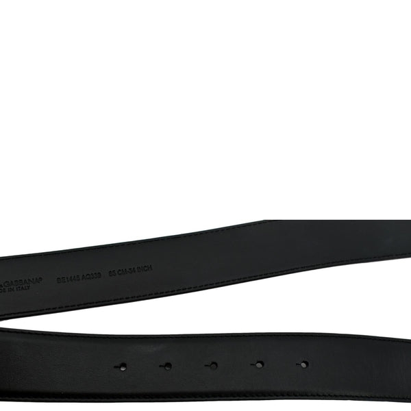 Dolce & Gabbana Logo Rhinestones Leather Belt in Black - Serial Number