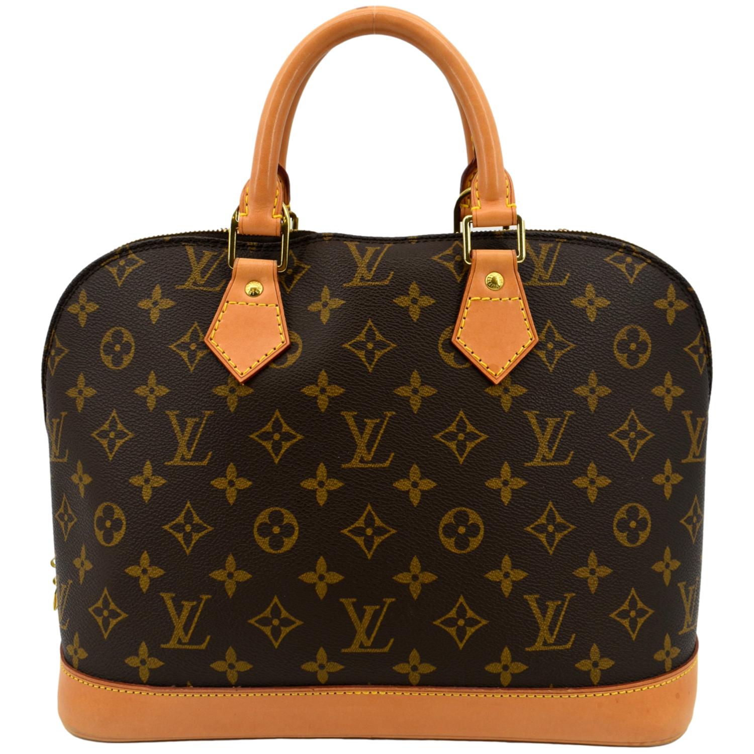 Louis Vuitton Alma PM Brown Monogram Leather Tote Bag w LV lock & key  Authentic