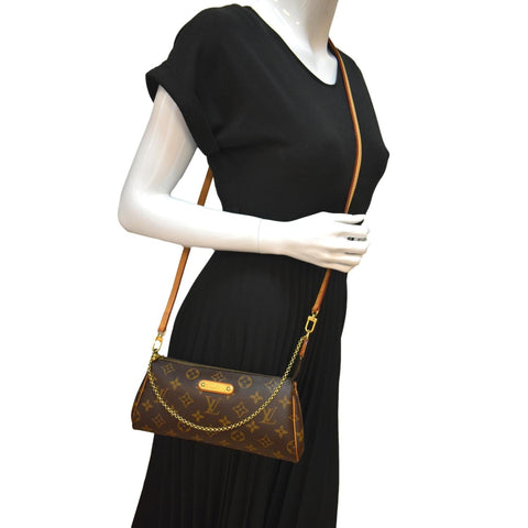 LOUIS VUITTON Pochette Eva Monogram Canvas Crossbody Bag Brown