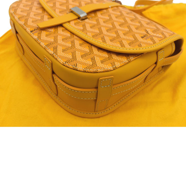 GOYARD Belvedere PM Goyardine Chevron Canvas Messenger Bag Yellow