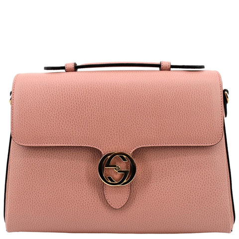 GUCCI Dollar Interlocking G Calfskin Leather Handbag Soft Pink 510306