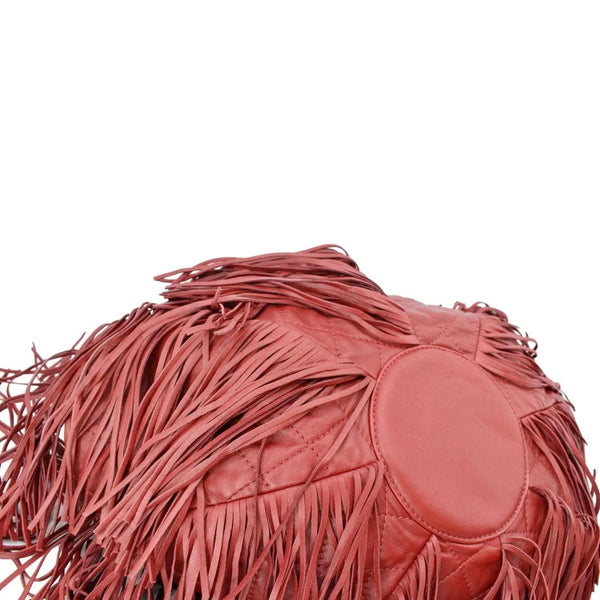 CHANEL Paris Dallas Drawstring Fringe Leather Shoulder Bag Red
