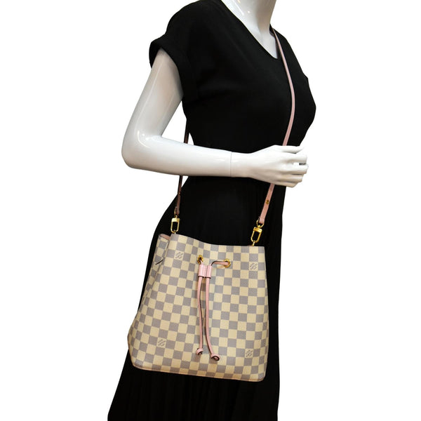 Louis Vuitton Neonoe MM Damier Azur Crossbody Bag Rose - Full View