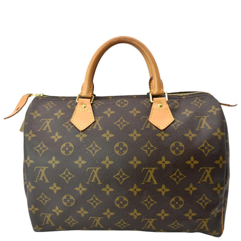 LOUIS VUITTON Speedy 30 Monogram Canvas Satchel Bag Brown