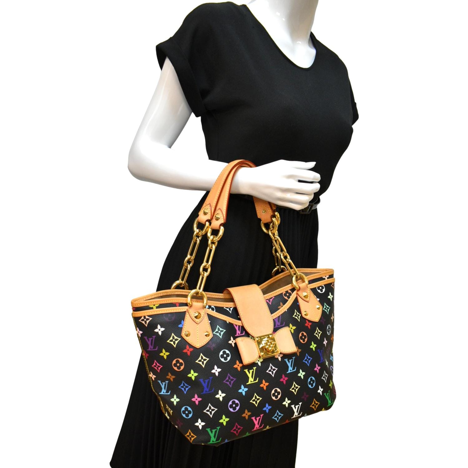 Louis Vuitton Authentic Black Multicolor Monogram Canvas Alma Handbag