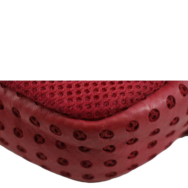 CHANEL Flap Perforated Leather Shoulder Bag Red