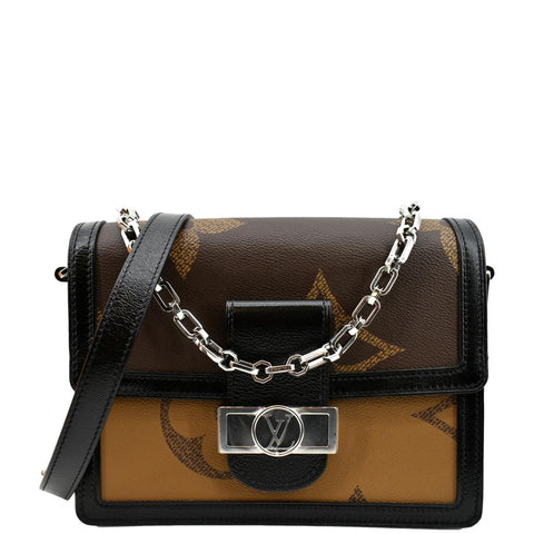 LOUIS VUITTON Giant Dauphine MM Monogram Reverse Canvas Shoulder Bag Brown