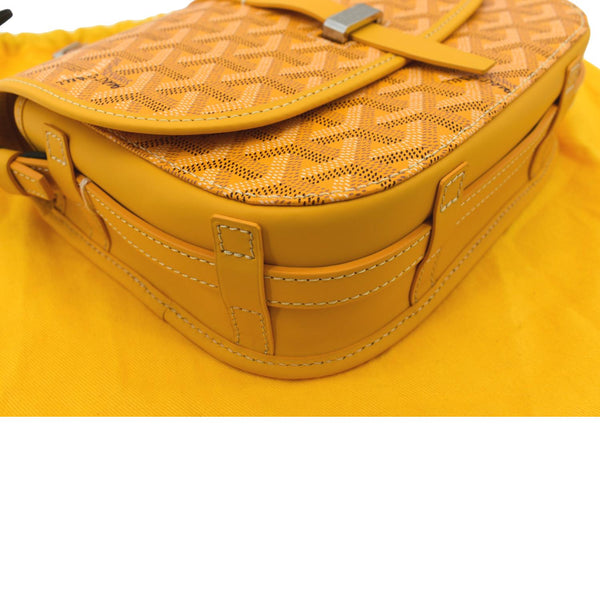 GOYARD Belvedere PM Goyardine Chevron Canvas Messenger Bag Yellow