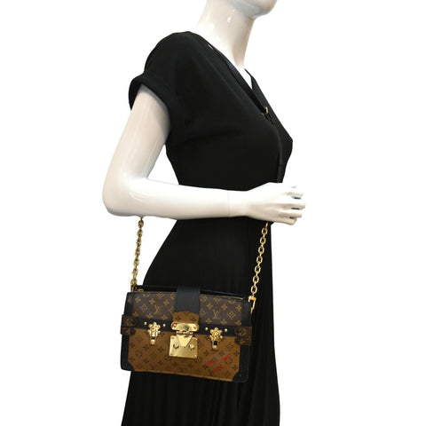 LOUIS VUITTON Trunk Clutch Reverse Monogram Crossbody Bag Brown