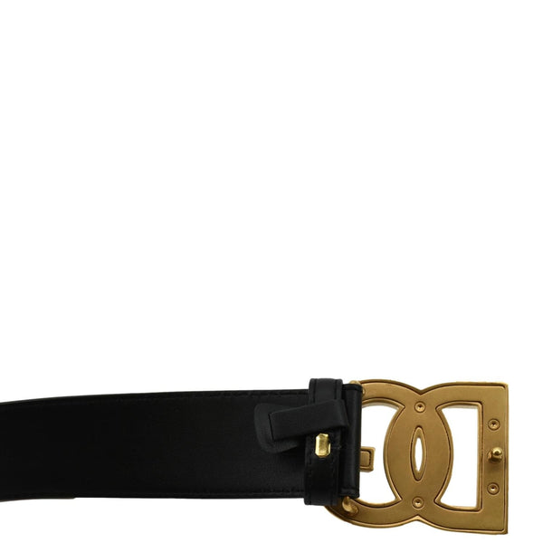 Dolce & Gabbana Logo Rhinestones Leather Belt in Black - Backside