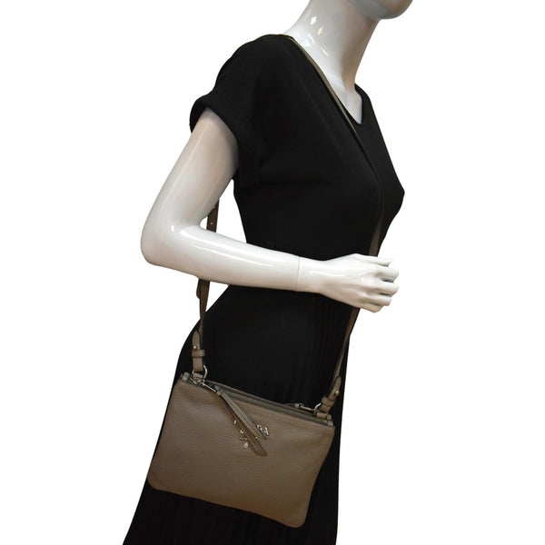 Prada Vitello Phenix Leather Crossbody Bag Beige - Full View