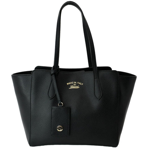 GUCCI Swing Mini Leather Tote Bag Black 354408
