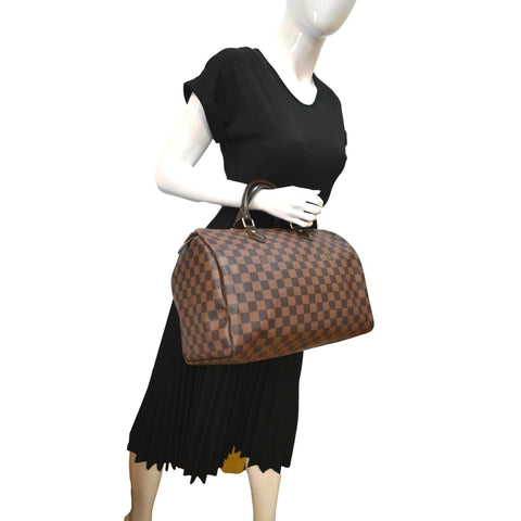 LOUIS VUITTON Speedy 35 Damier Ebene Satchel Bag Brown