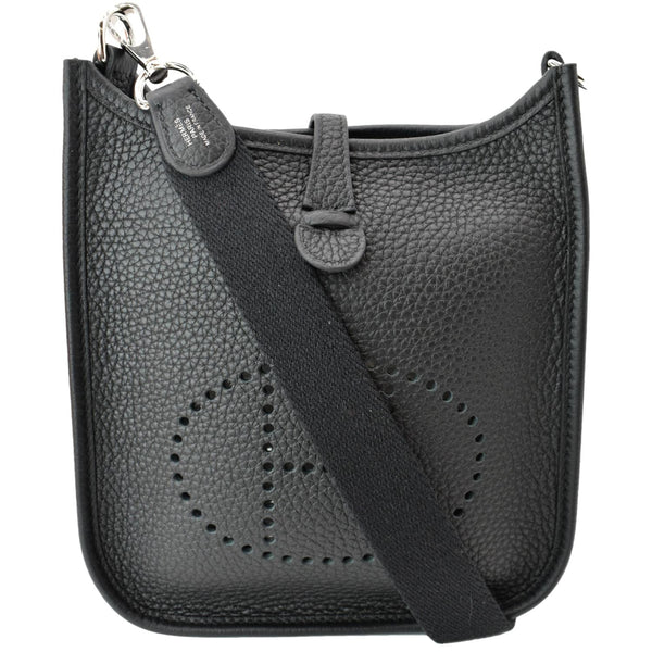 HERMES Evelyne Amazone TPM III Clemence Leather Crossbody Bag Black