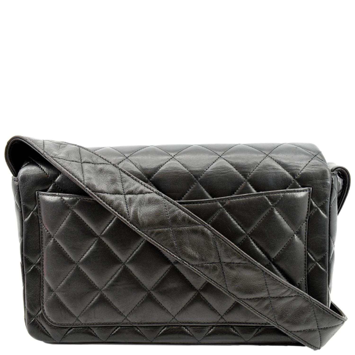 black leather chanel handbag vintage
