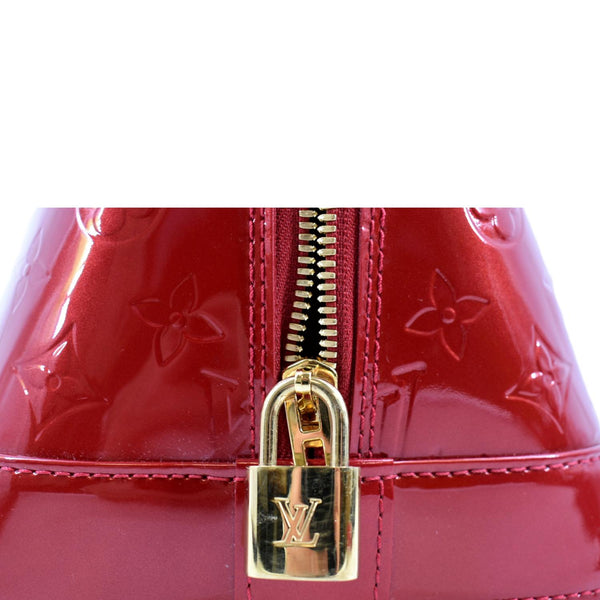 LOUIS VUITTON Alma GM Monogram Vernis Leather Satchel Bag Red