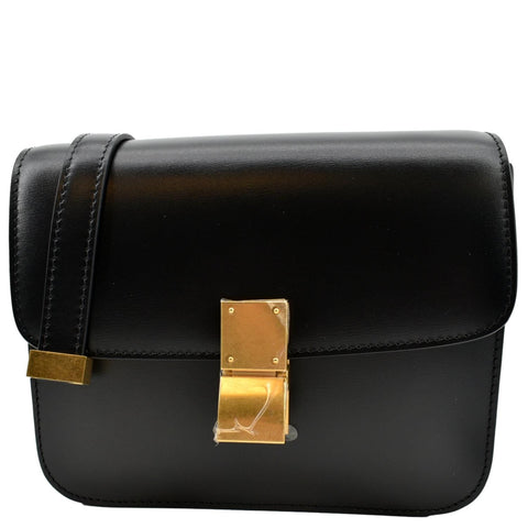 CELINE Classic Box Calfskin Leather Crossbody Bag Black