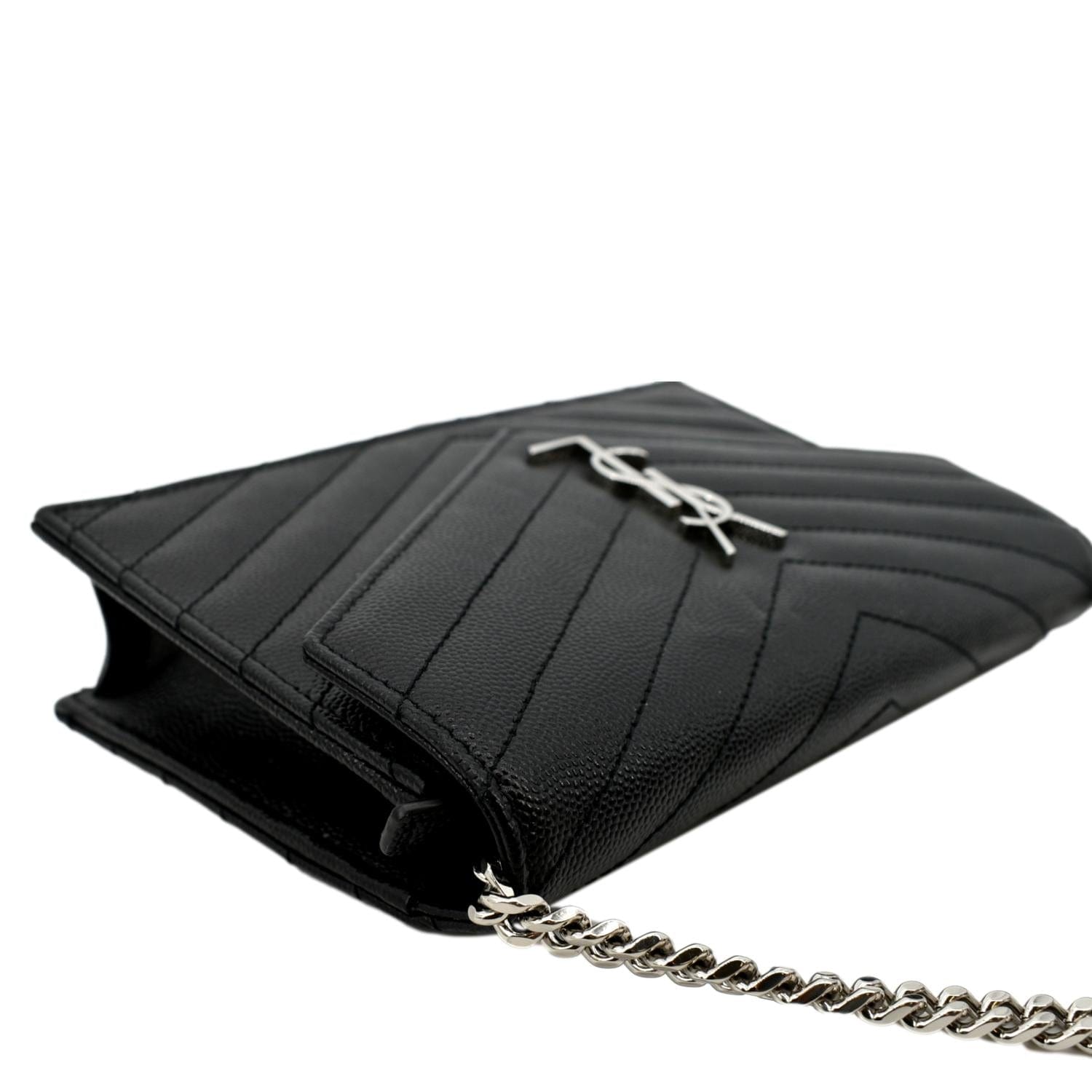 Yves Saint Laurent, Bags, Black Ysl Purse With Silver Chain