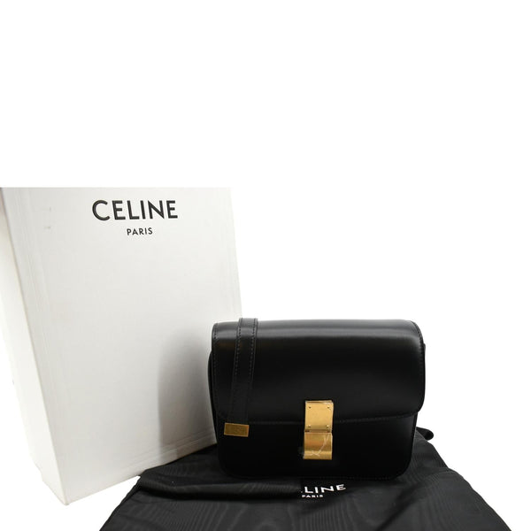 Celine Classic Box Calfskin Leather Crossbody Bag Black - Product