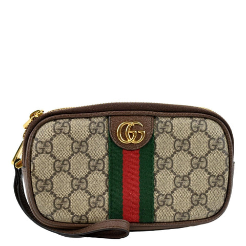 GUCCI Ophidia GG Supreme Monogram Phone Case Wristlet Beige 598654