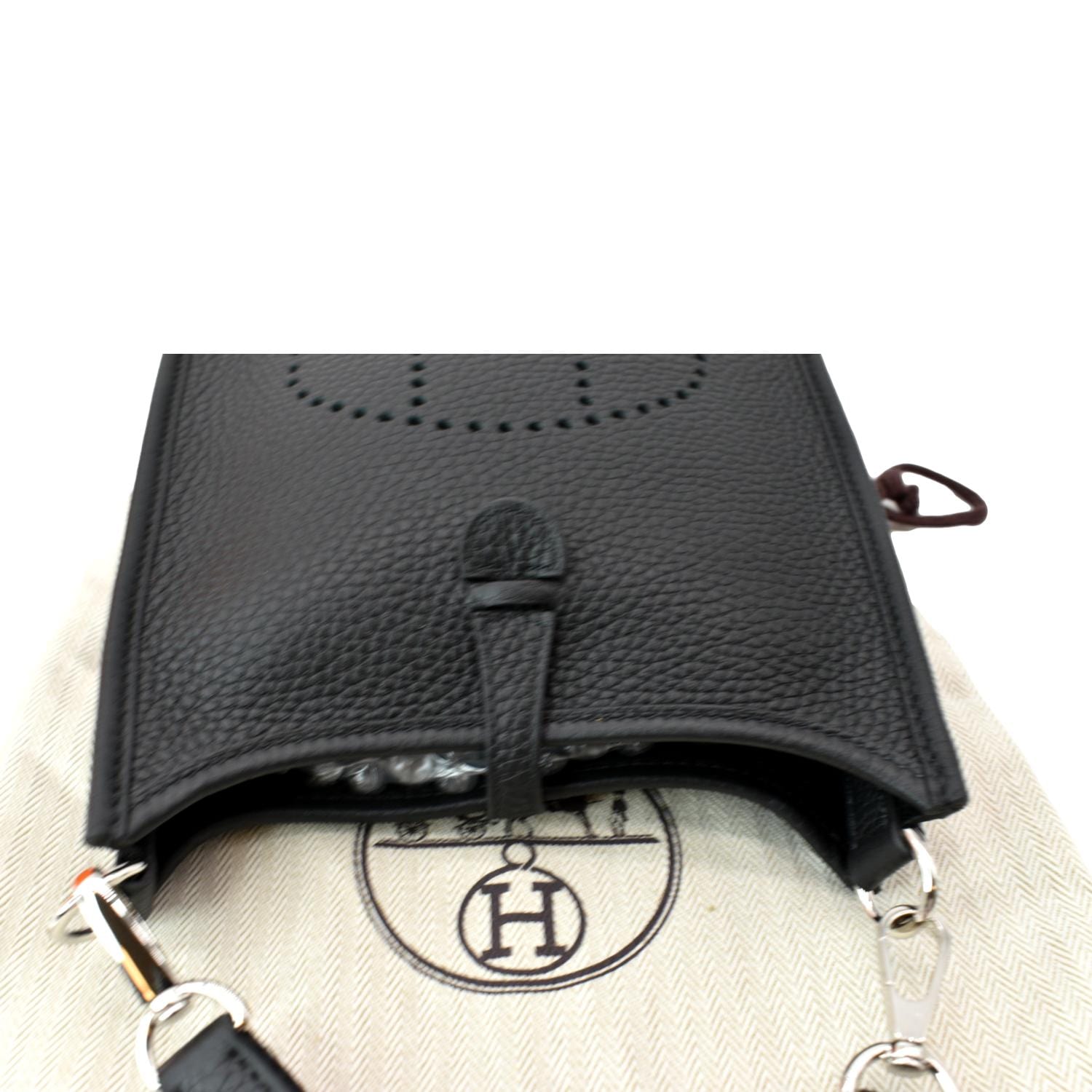 Hermes Evelyne 16  Crossbody PM Bag Black Silver Hardware