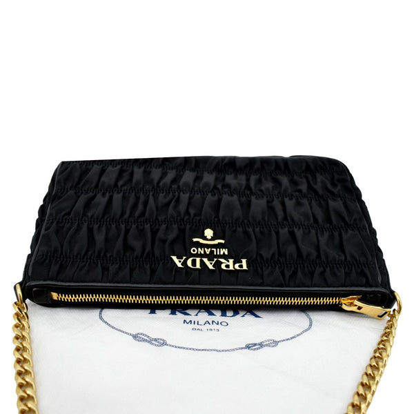 Prada Tessuto Gaufre Nylon Shoulder Bag in Black Color - Top