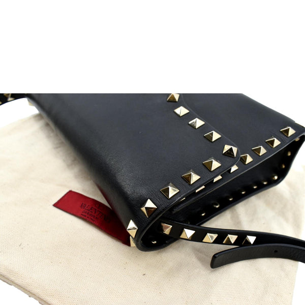 VALENTINO Rockstud Grainy Calfskin Leather Crossbody Bag Black