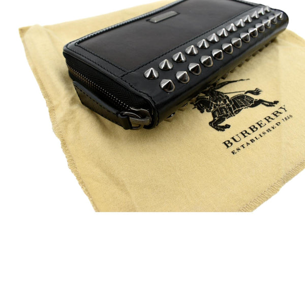 BURBERRY Studded Leather Zip Around Wallet Black