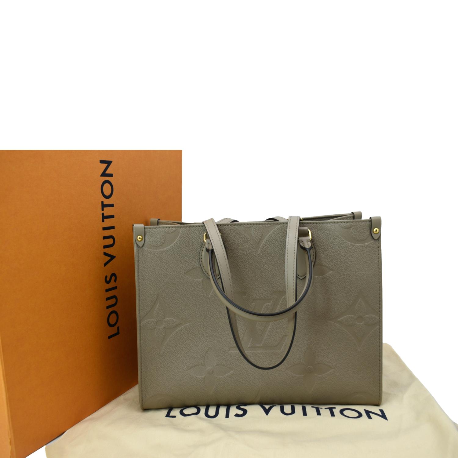 LOUIS VUITTON Onthego MM Monogram Empreinte Shoulder Bag Tourterelle 